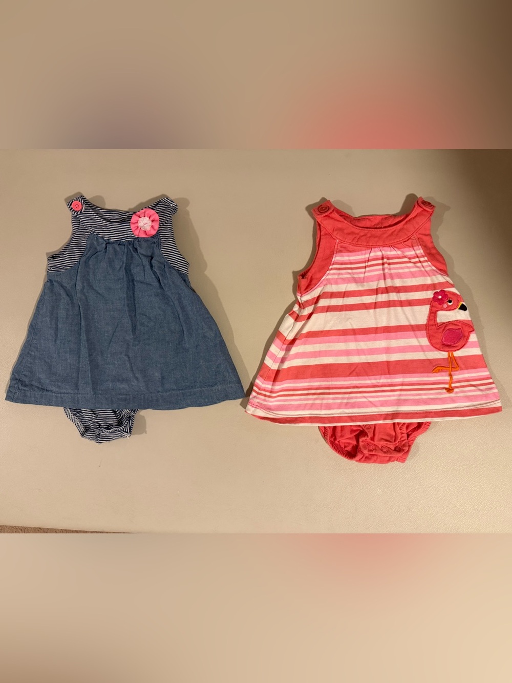 🎀 Carter’s 2-Piece Baby Girl Dress Romper Set – 12M